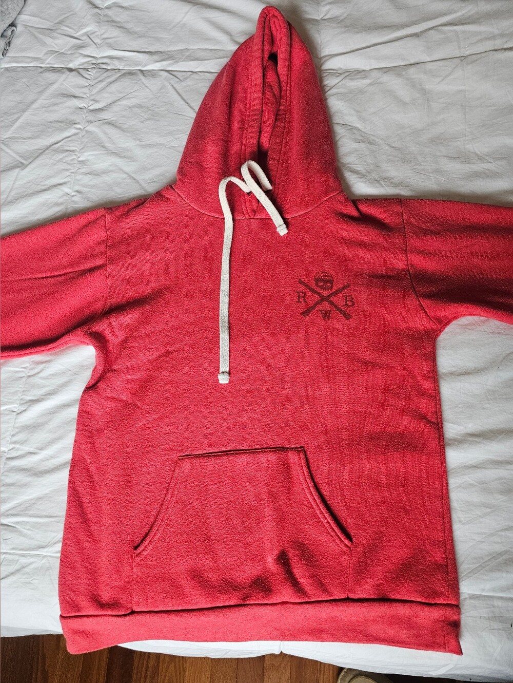 Women's RWB Crewneck Hoodie in Coral Red with Chest Emblem Medium MSRP $65